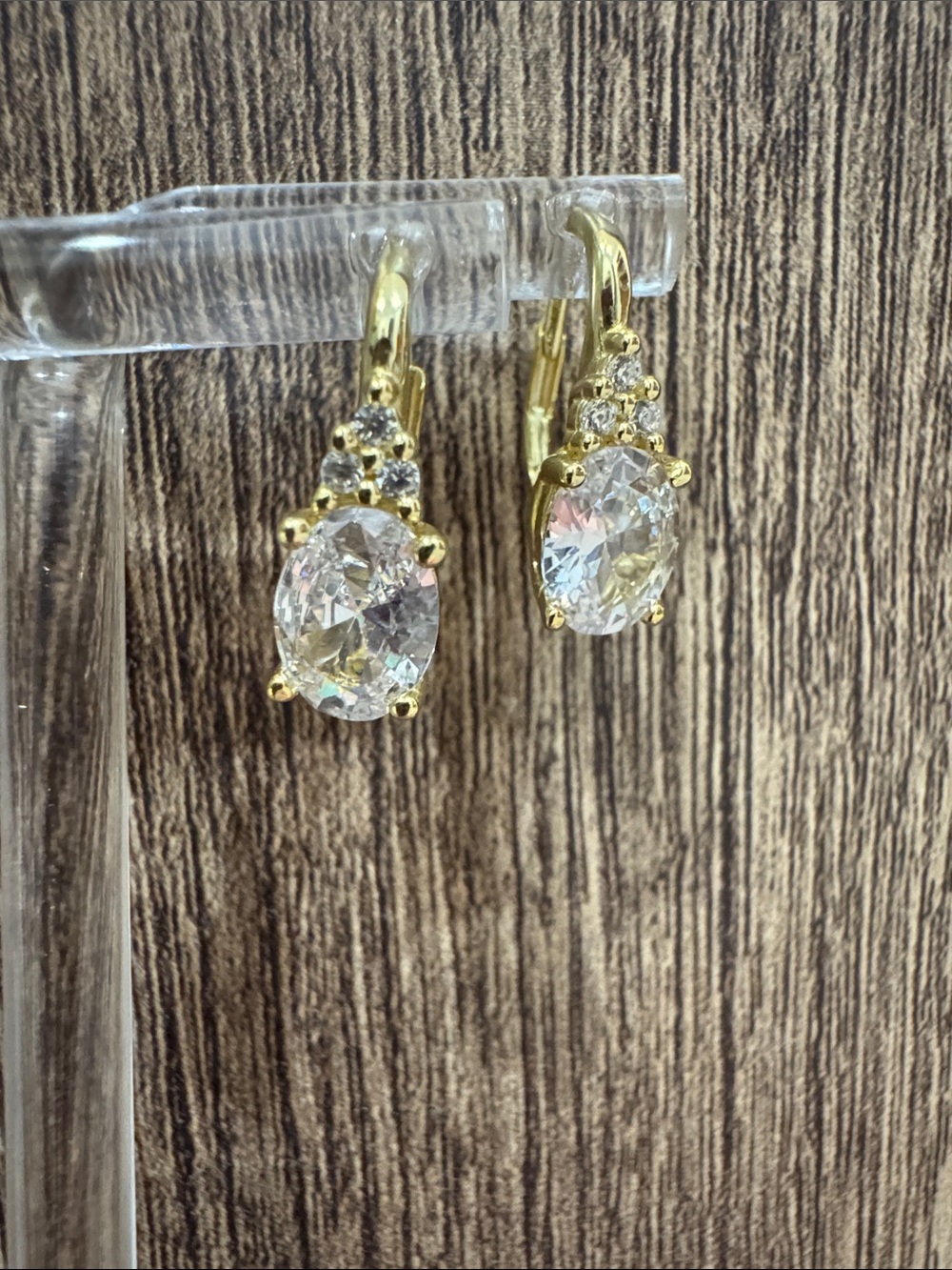 Gold Tone Women’s Earrings w/Teardrop CZ